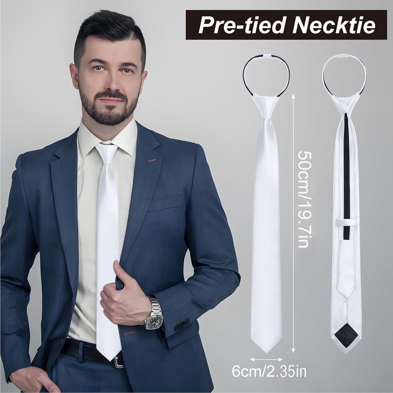 ERDOGLY Men's Pre-Tied Necktie, Adjustable Zipper Skinny Ties for Men, Solid Color Black Ties for Wedding, Graduation - Image 2